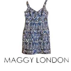 Maggy London Blue Geometric Print Dress